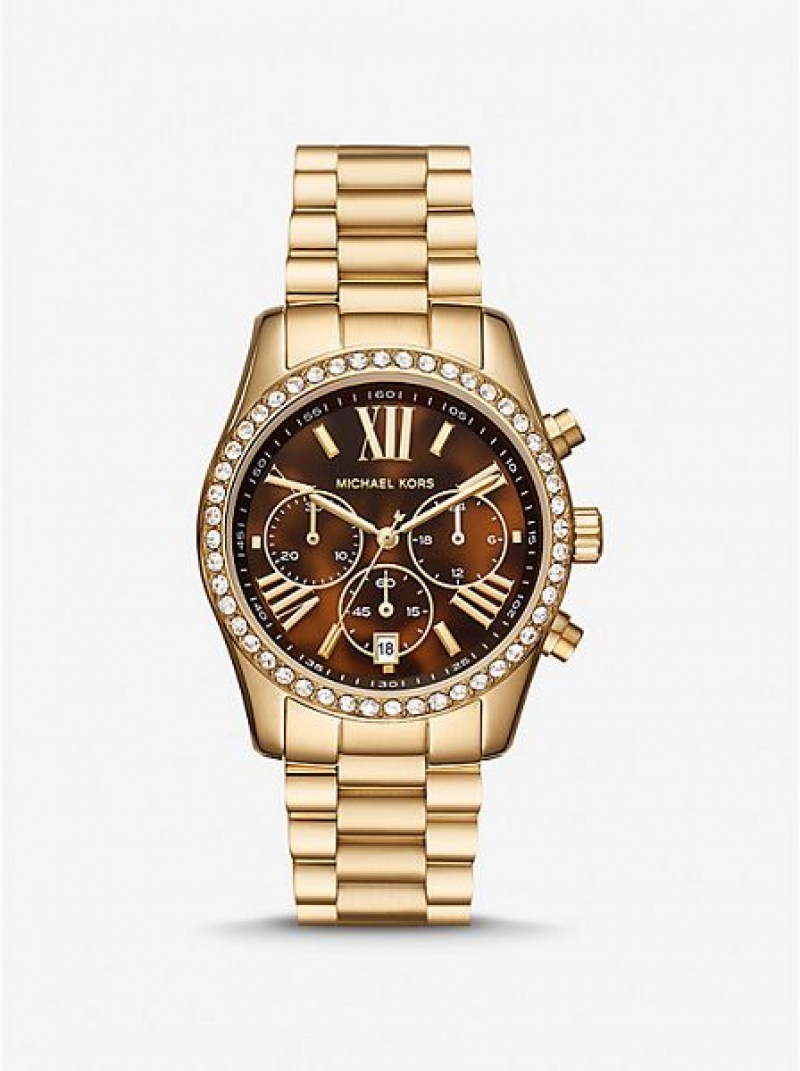 Michael Kors Lexington Pave Horloge Dames Goud | 196854-OZK