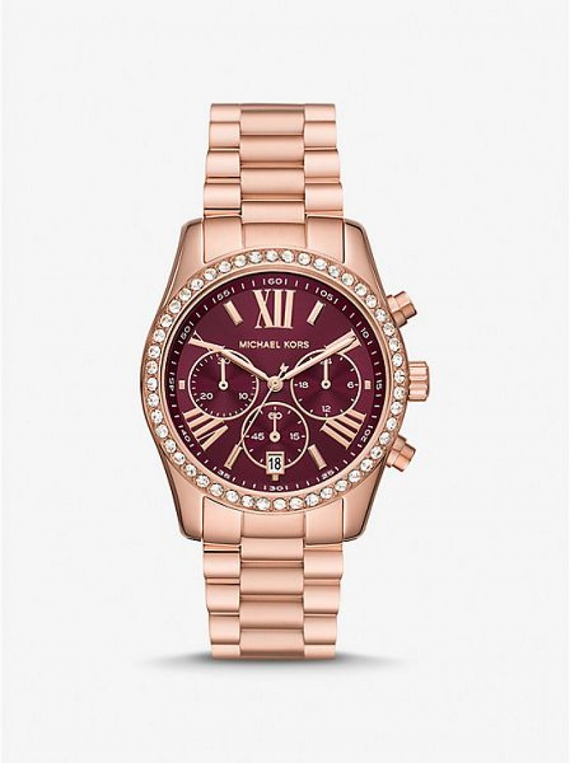 Michael Kors Lexington Pave Horloge Dames Roze Goud | 253468-SBN