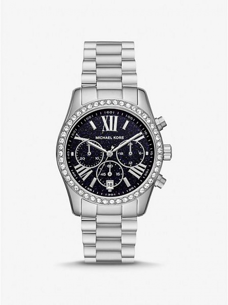 Michael Kors Lexington Pave Horloge Dames Zilver | 649702-PTZ