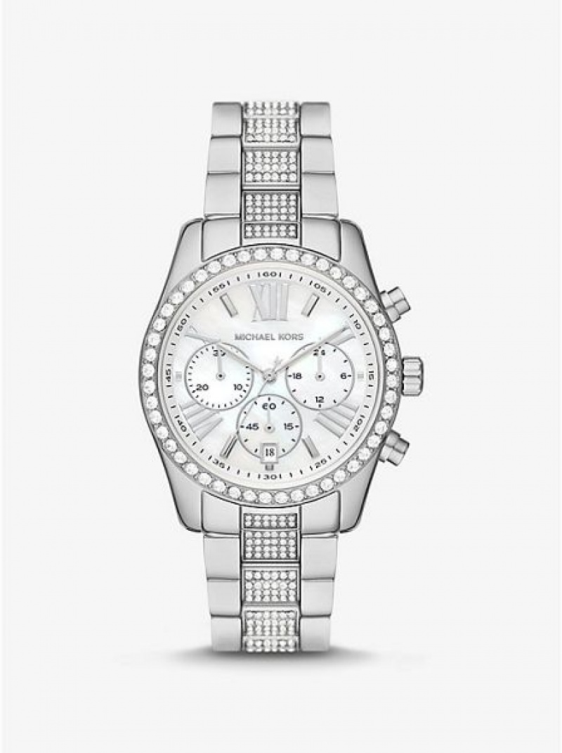 Michael Kors Lexington Pave Horloge Dames Zilver | 419753-PDE