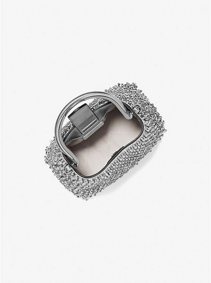 Michael Kors Limited-edition Rosie Extra-small Embellished Metallic Faux Leren Schoudertassen Dames Zilver | 025417-ULH