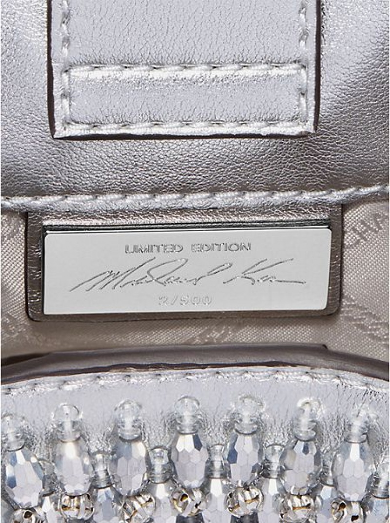 Michael Kors Limited-edition Rosie Extra-small Embellished Metallic Faux Leren Schoudertassen Dames Zilver | 025417-ULH