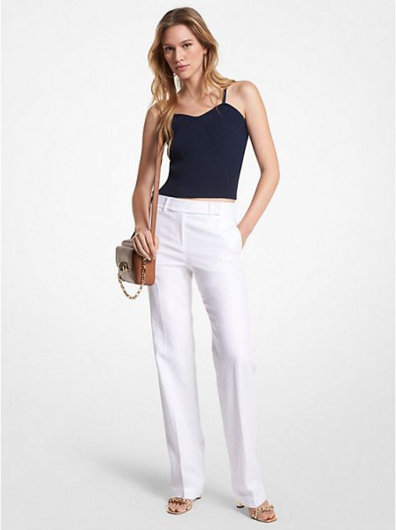 Michael Kors Linen Blend Broek Dames Wit | 861253-MCQ