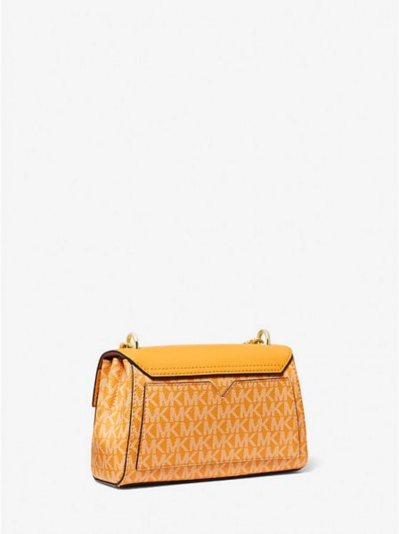 Michael Kors Lita Small Two-tone Logo And Leren Crossbodytassen Dames Gekleurd | 674510-LVC