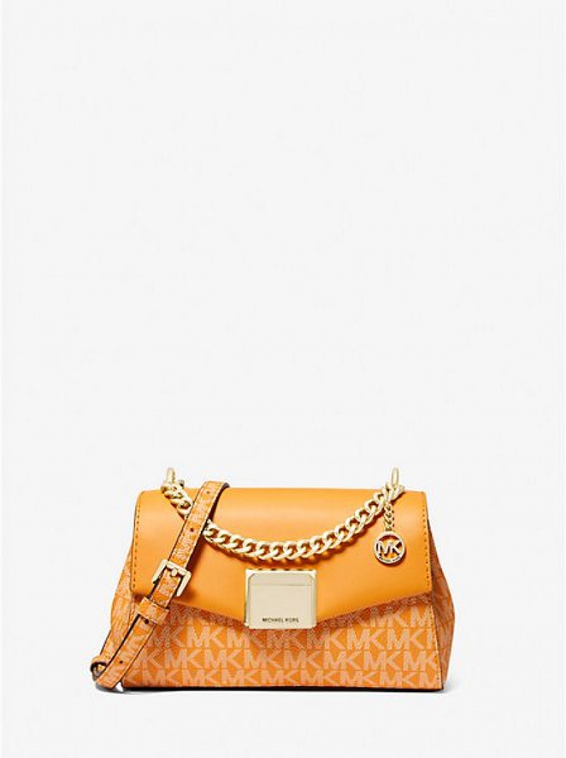 Michael Kors Lita Small Two-tone Logo And Leren Crossbodytassen Dames Gekleurd | 674510-LVC