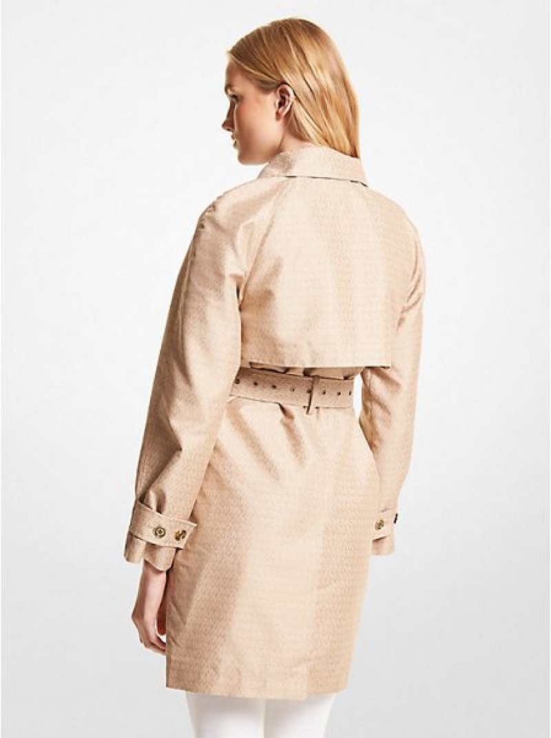 Michael Kors Logo Jacquard Double-zip Trench Jassen Dames Khaki | 017862-CGQ