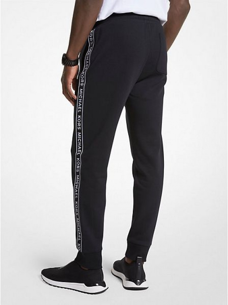 Michael Kors Logo Print Katoenen Blend Joggingbroeken Heren Zwart | 517326-TYB