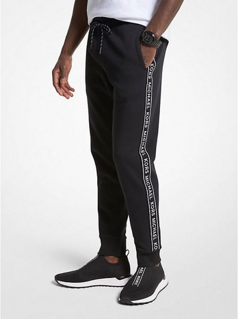 Michael Kors Logo Print Katoenen Blend Joggingbroeken Heren Zwart | 517326-TYB