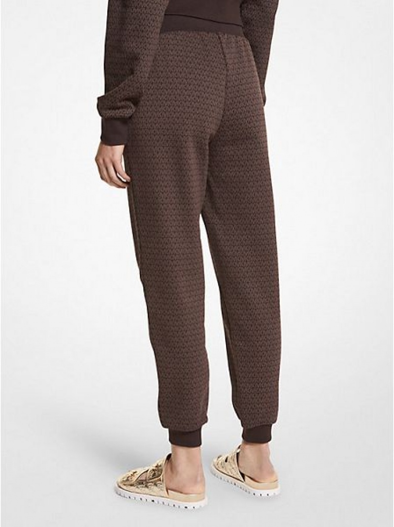 Michael Kors Logo Print Katoenen Terry Joggingbroeken Dames Chocola | 147369-TFB