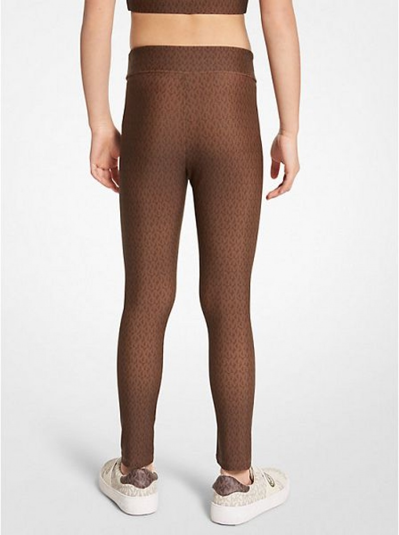 Michael Kors Logo Stretch Jersey Leggings Kinderen Chocola | 894206-JTP