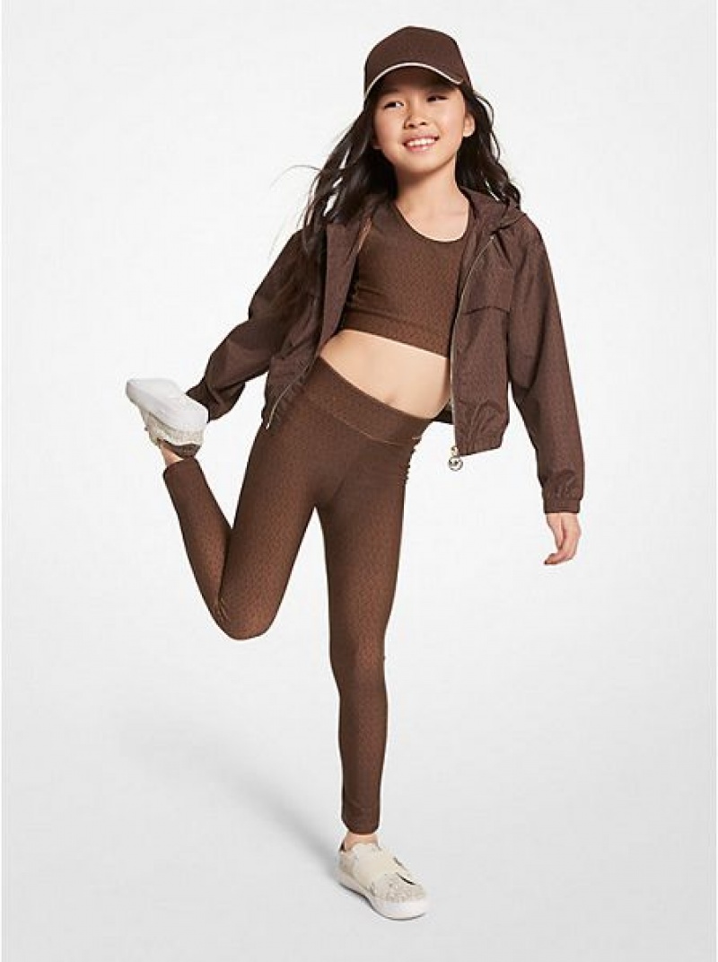 Michael Kors Logo Stretch Jersey Leggings Kinderen Chocola | 894206-JTP