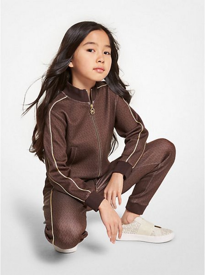 Michael Kors Logo Stretch Viscose Track Jassen Kinderen Chocola | 952043-YHF