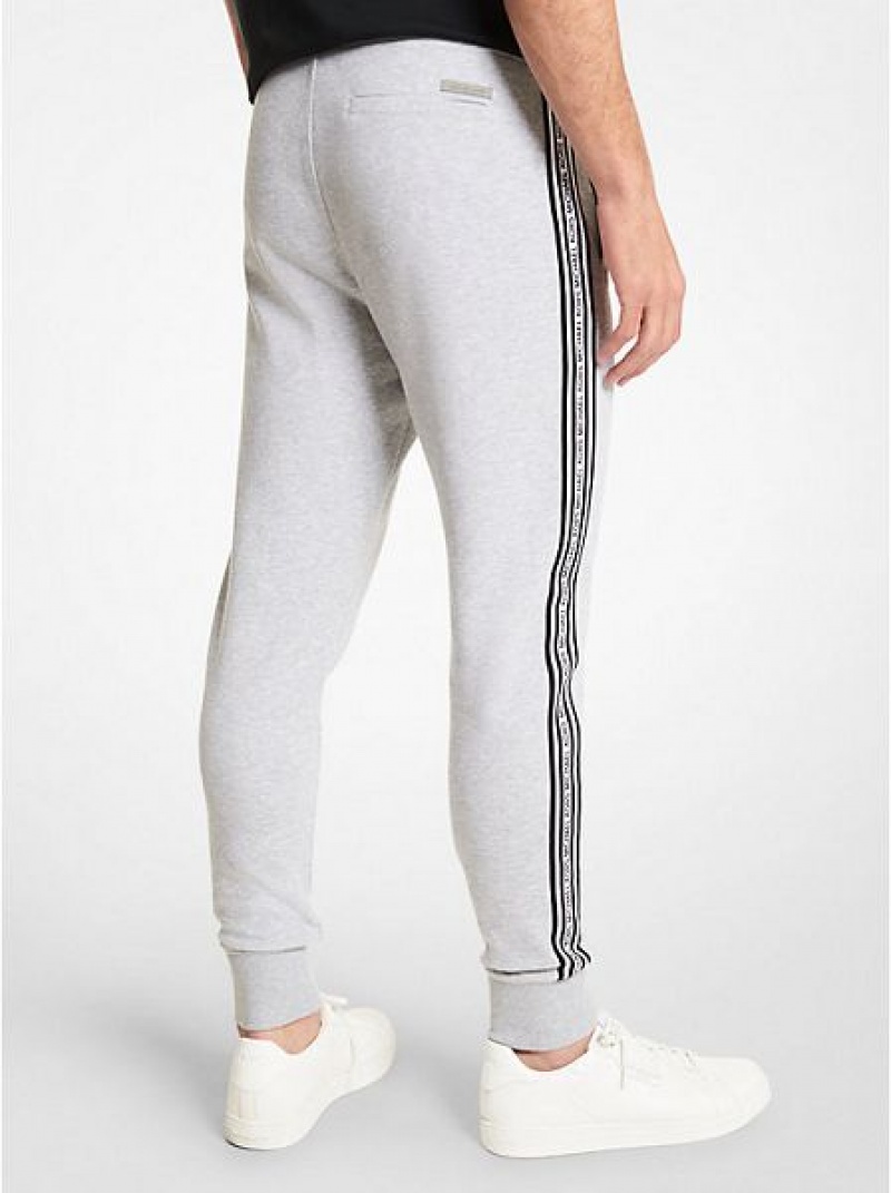 Michael Kors Logo Tape Katoenen Blend Joggingbroeken Heren Grijs | 983402-QDR