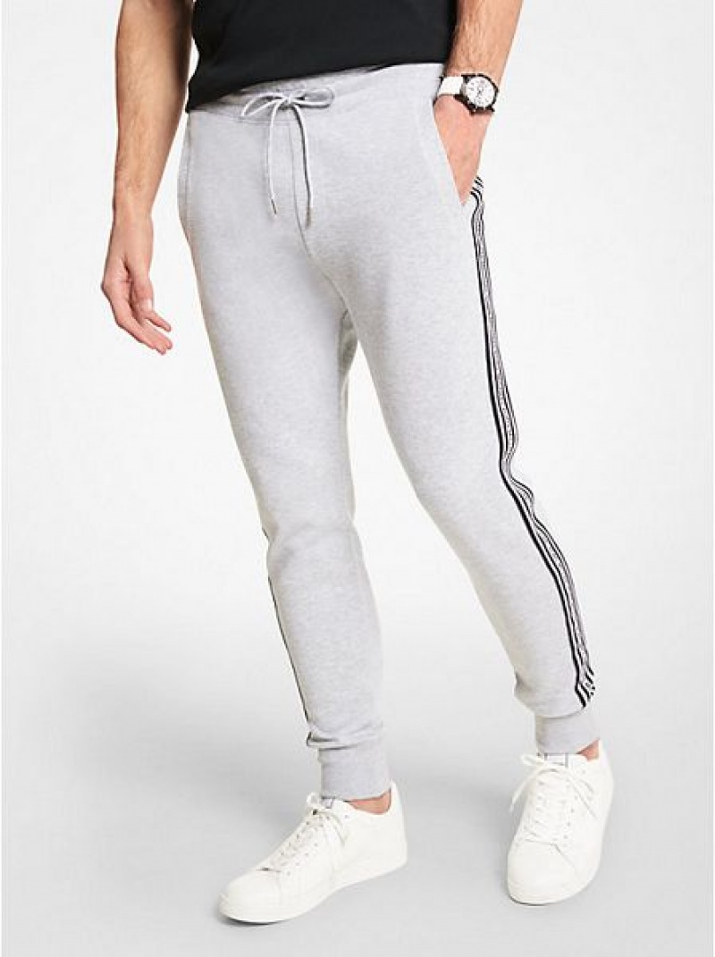 Michael Kors Logo Tape Katoenen Blend Joggingbroeken Heren Grijs | 983402-QDR