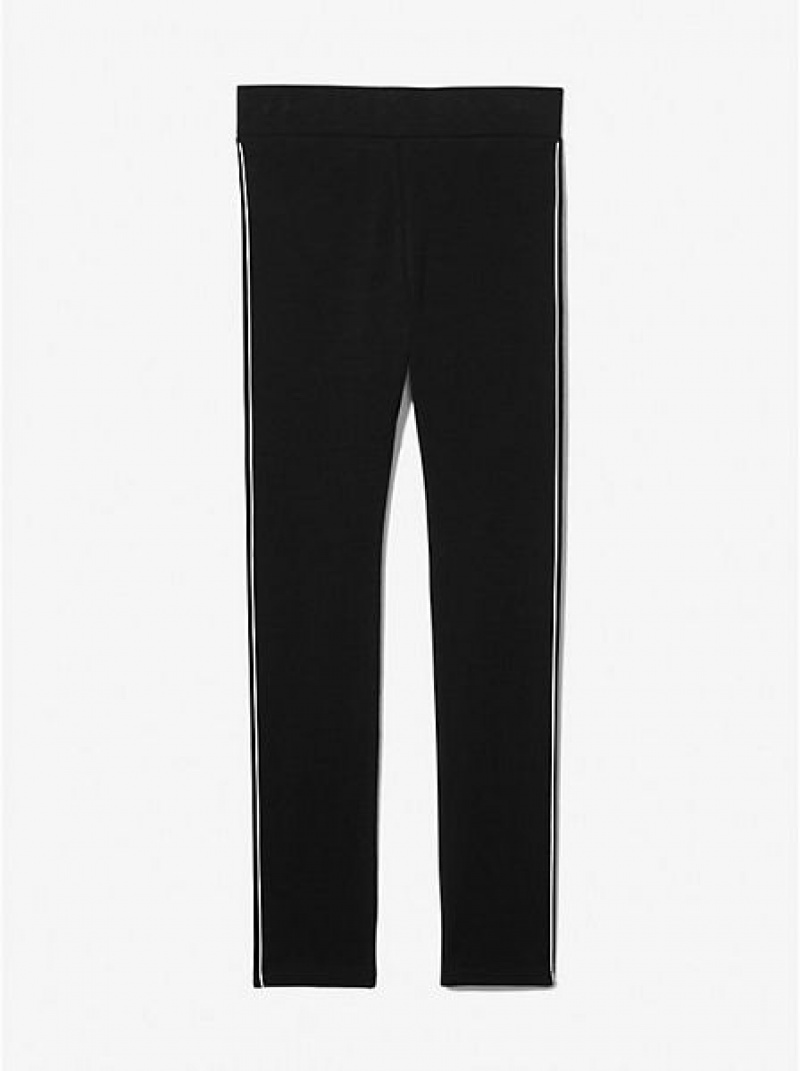 Michael Kors Logo Tape Stretch Katoenen Leggings Kinderen Zwart | 631428-ZKO