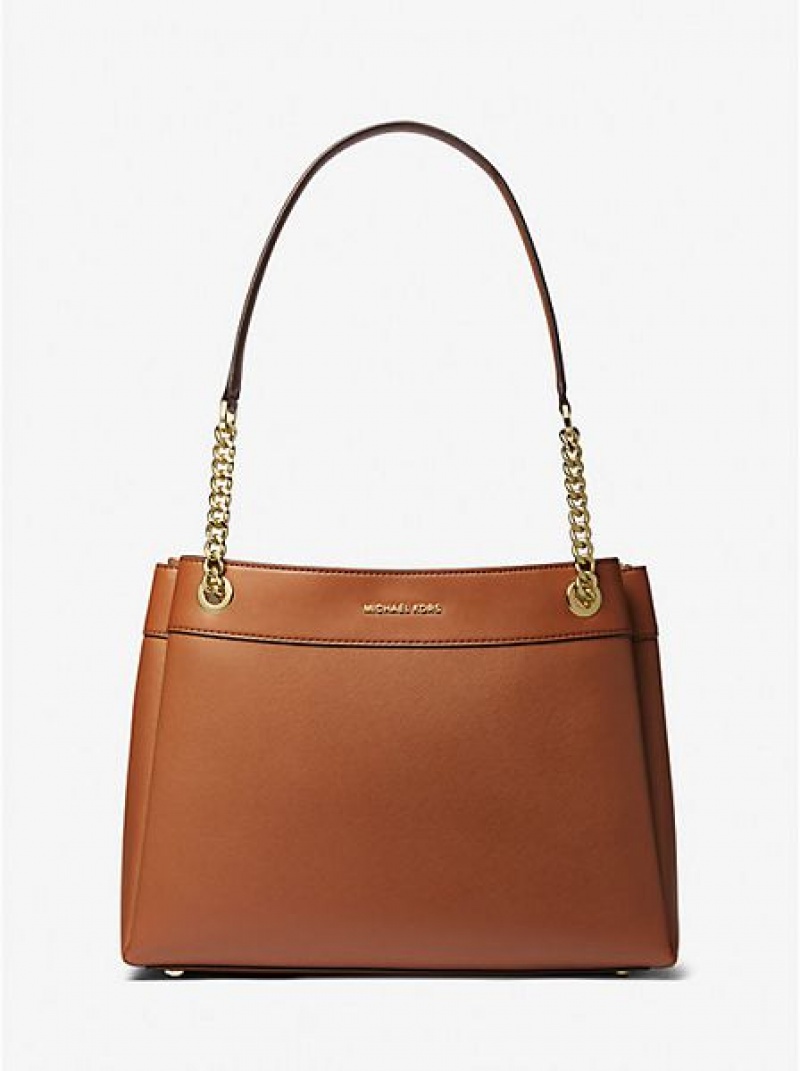 Michael Kors Lori Medium Faux Leren Tote Tassen Dames Bruin | 798461-PIQ