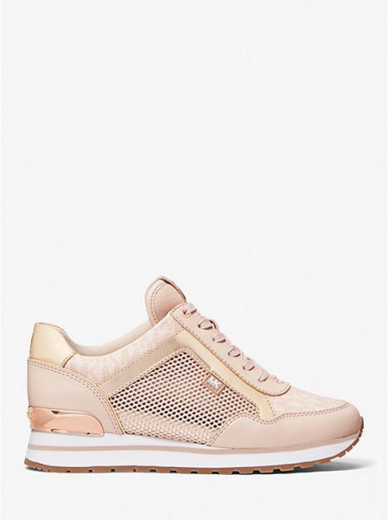 Michael Kors Maddy Mixed-media Sneakers Dames Roze | 420765-DSV