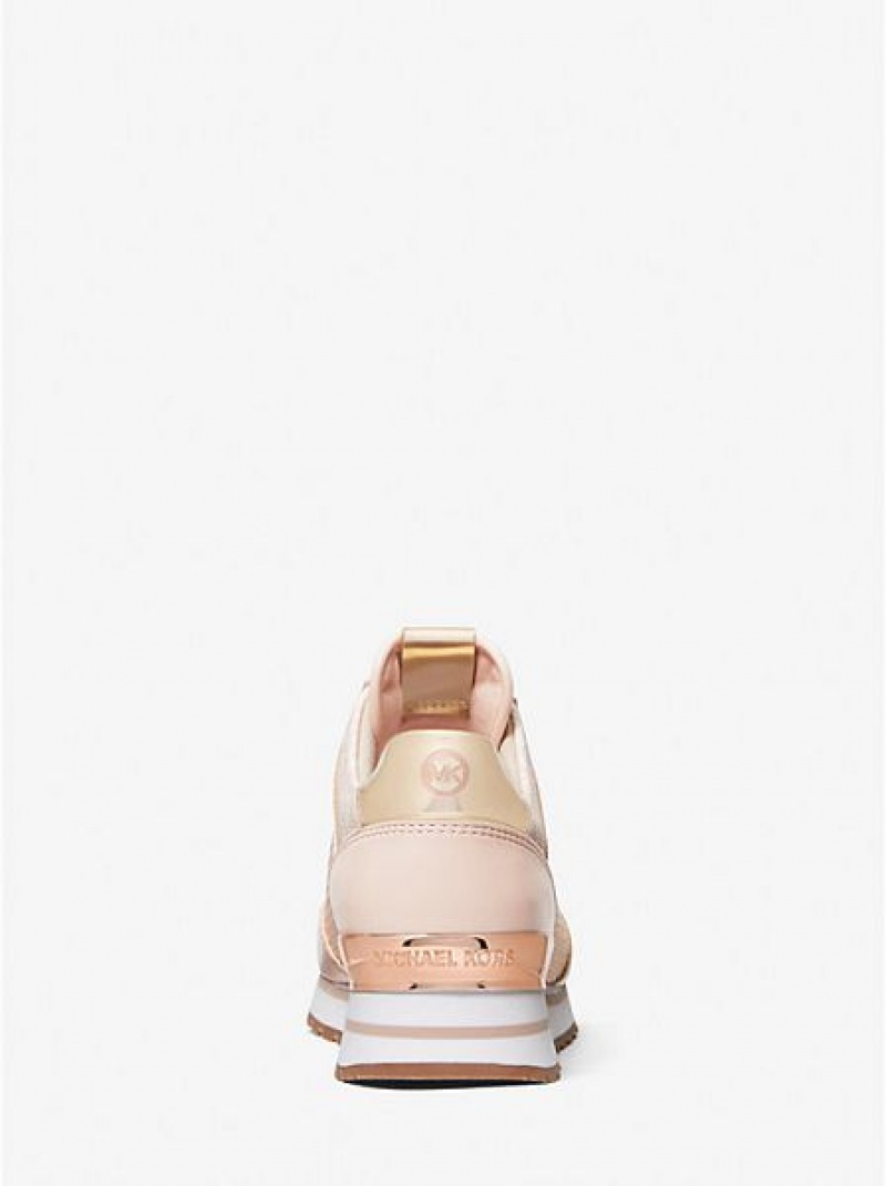 Michael Kors Maddy Mixed-media Sneakers Dames Roze | 420765-DSV