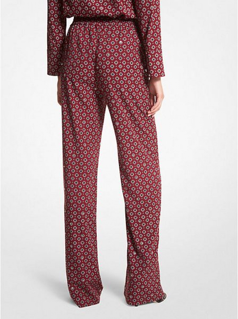 Michael Kors Medallion Crepe Pajama Broek Dames Bordeaux | 876091-PXZ