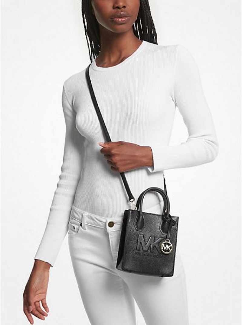 Michael Kors Mercer Extra-small Pebbled Leren Crossbodytassen Dames Zwart | 598164-XUK