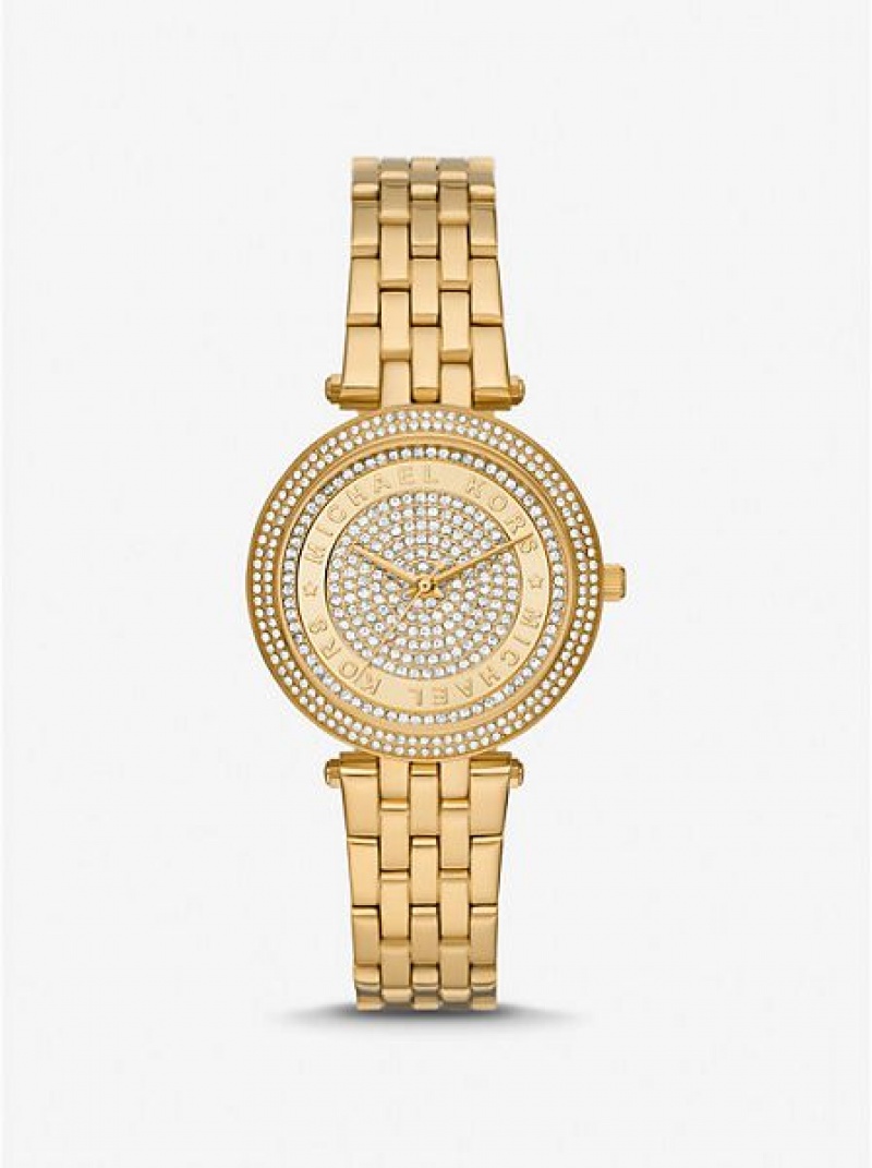 Michael Kors Mini Darci Pave Horloge Dames Goud | 159378-OYJ