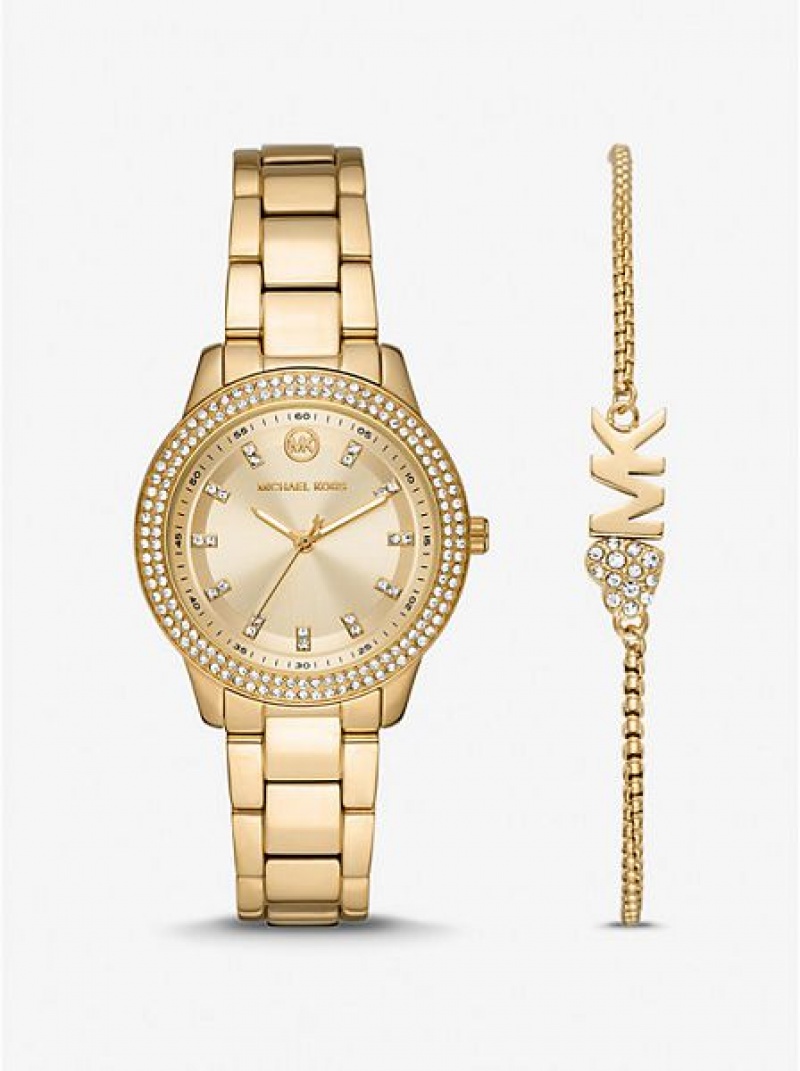 Michael Kors Mini Tibby Pave Horloge Dames Goud | 834072-AVJ