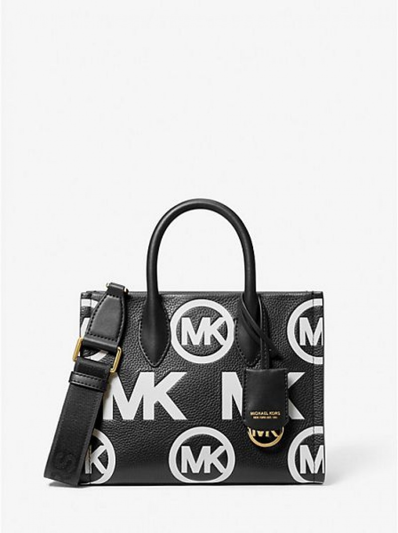 Michael Kors Mirella Small Logo Embossed Pebbled Leren Crossbodytassen Dames Zwart | 091325-PVQ