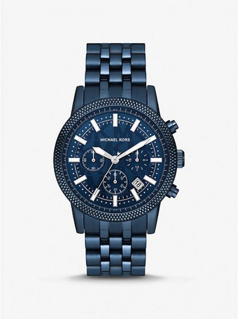 Michael Kors Oversized Hutton Navy-tone Horloge Dames Donkerblauw | 835410-WSG