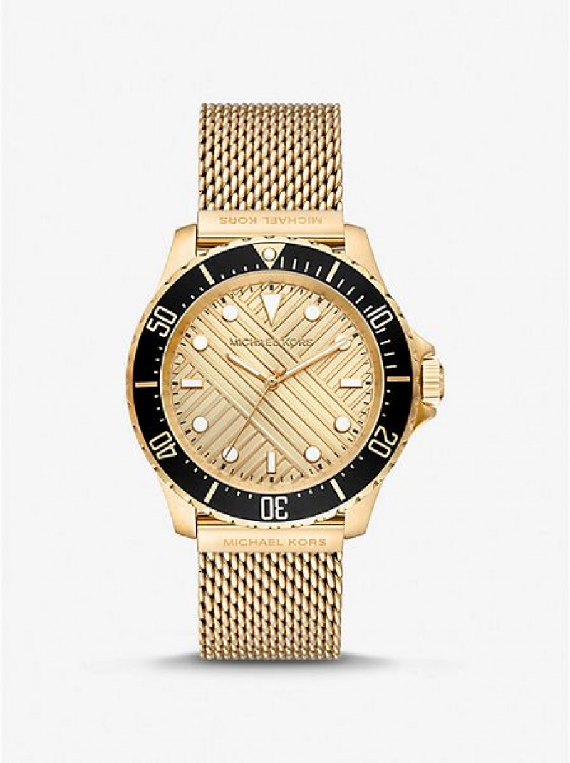 Michael Kors Oversized Slim Everest Mesh Horloge Dames Goud | 746305-EBK