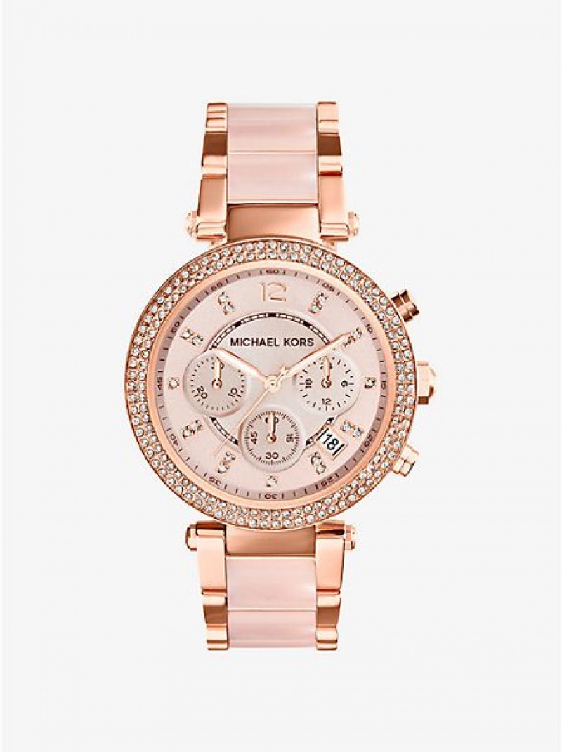 Michael Kors Parker Blush Acetate Horloge Dames Roze Goud | 514923-UML