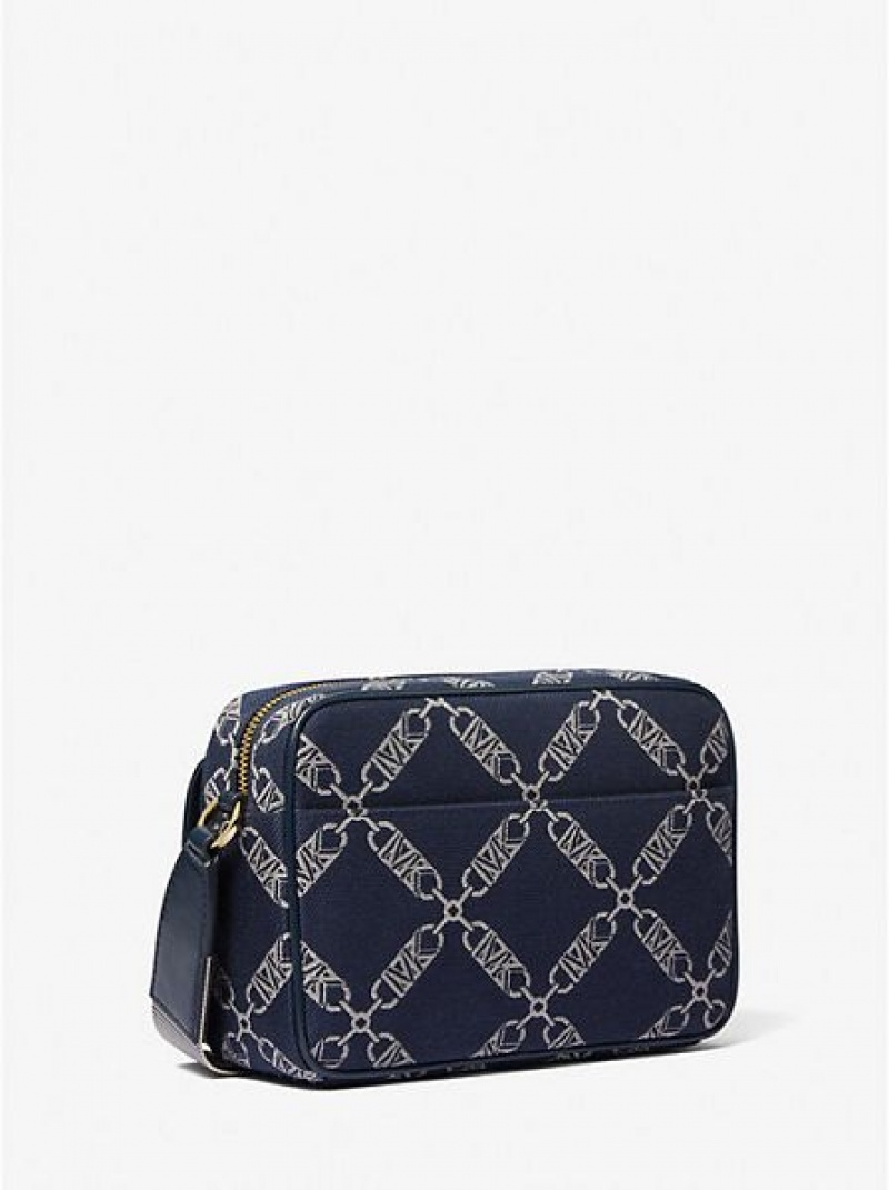 Michael Kors Parker Medium Empire Logo Jacquard Crossbodytassen Dames Donkerblauw Gekleurd | 481732-GJA