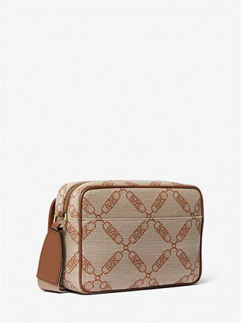 Michael Kors Parker Medium Empire Logo Jacquard Crossbodytassen Dames Beige | 105673-JLH