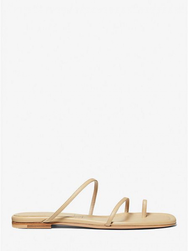 Michael Kors Patti Leren Schuifsandalen Dames Khaki | 386045-LOQ