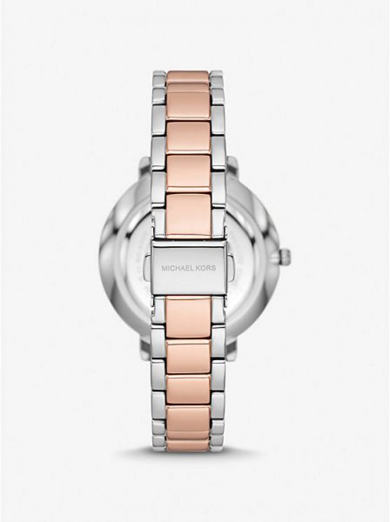 Michael Kors Pyper Embossed Logo Horloge Dames Zilver Roze | 261597-WYK