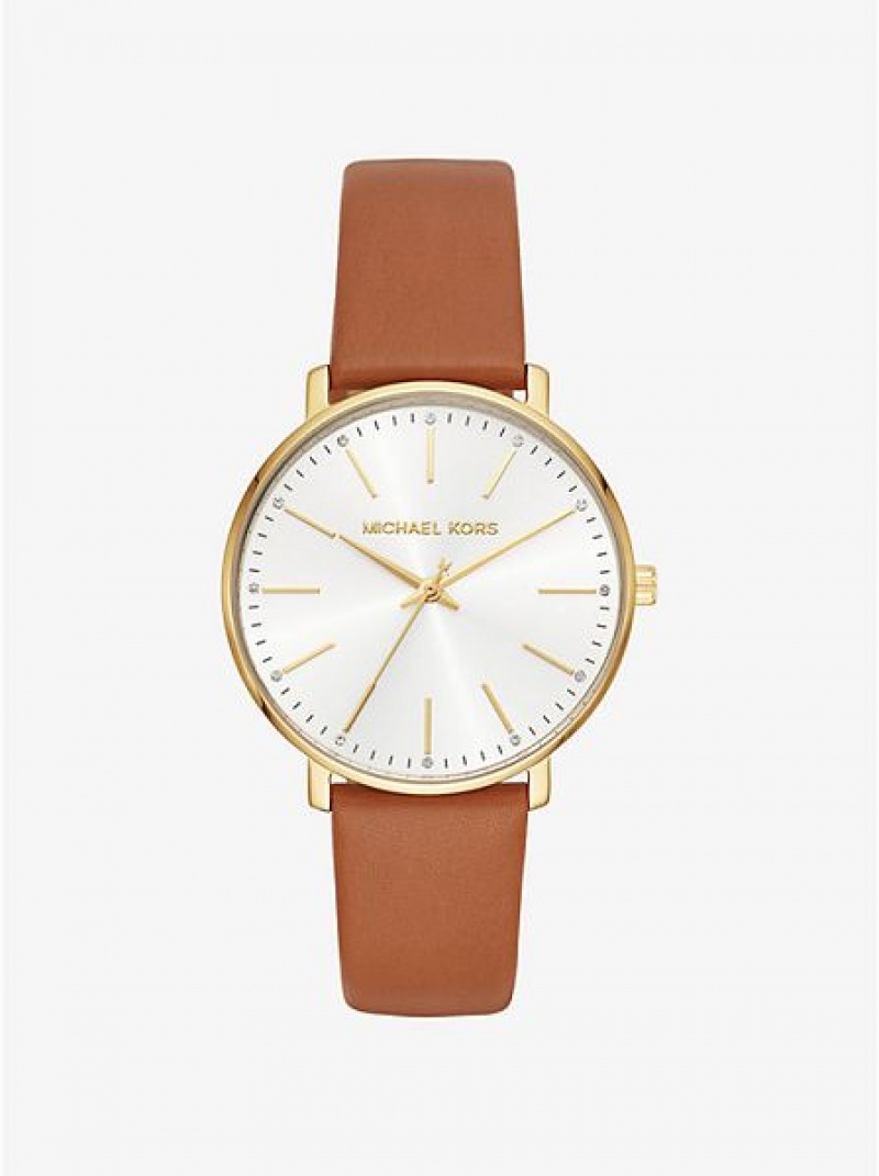 Michael Kors Pyper Leren Horloge Dames Goud | 916750-OXT