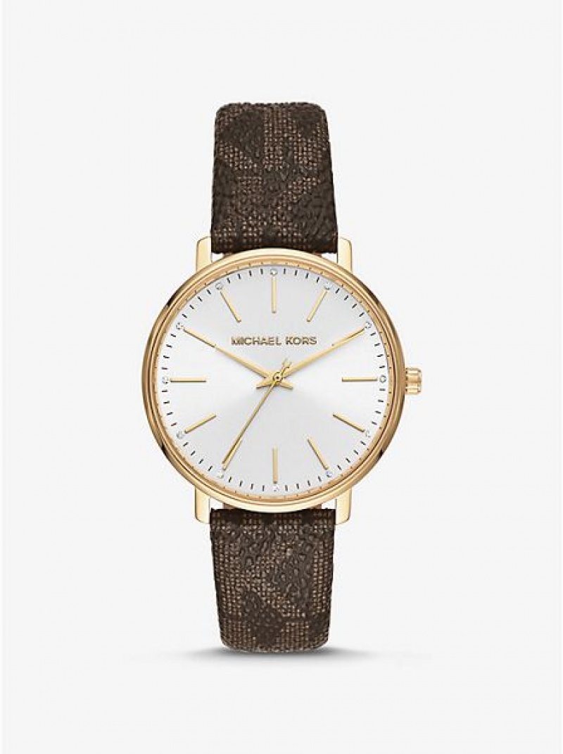 Michael Kors Pyper Logo Horloge Dames Goud | 485096-CWB