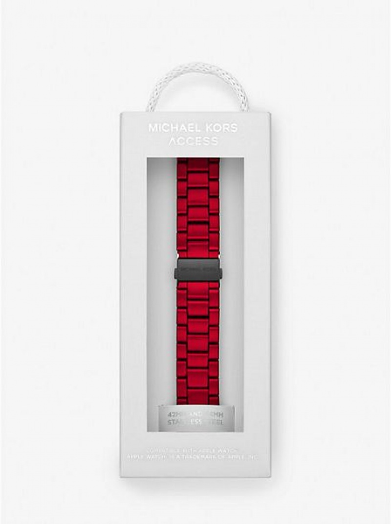 Michael Kors Red-coated Stainless Steel Riemen For Apple Horloge Dames Rood | 541702-IBZ