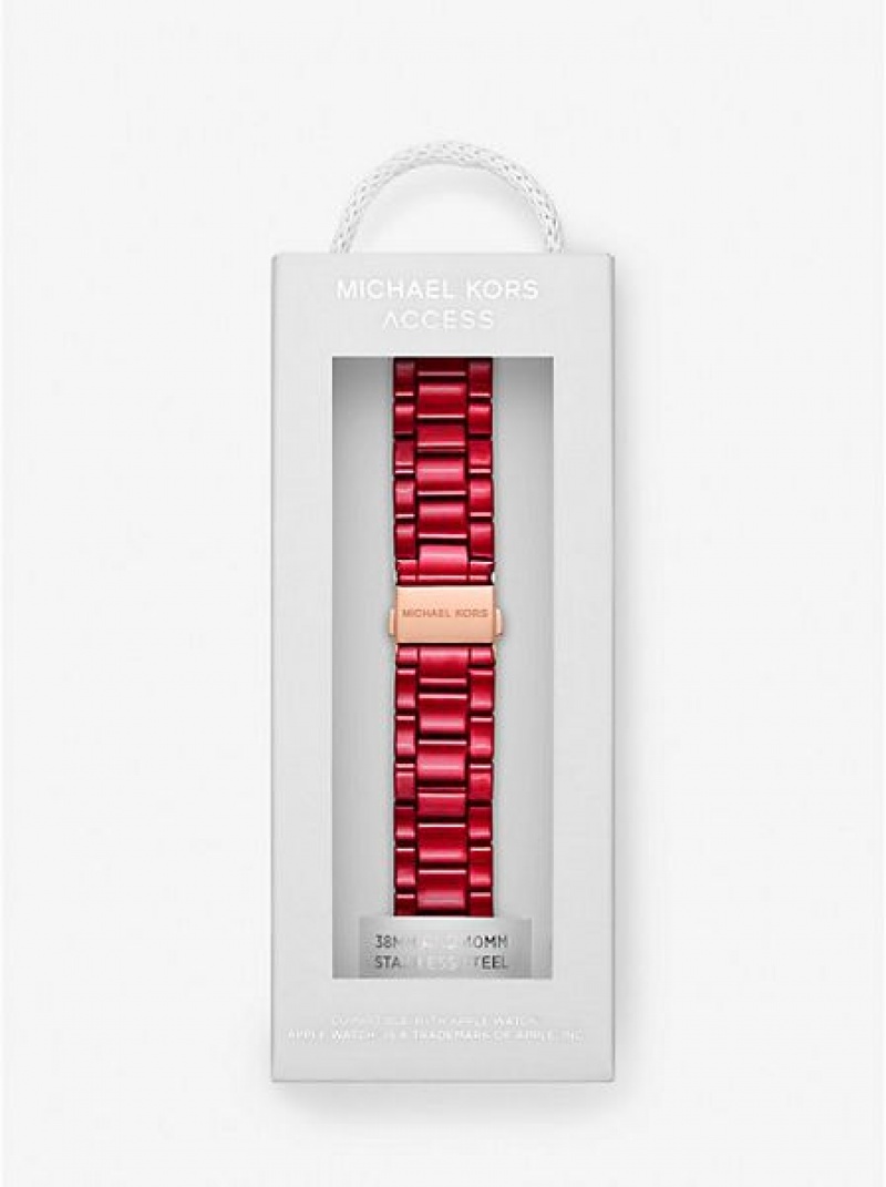 Michael Kors Red-coated Stainless Steel Riemen For Apple Horloge Dames Rood | 259310-BHG