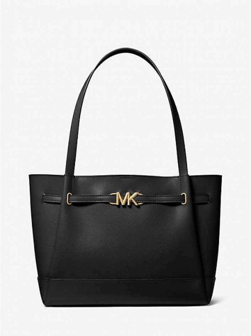 Michael Kors Reed Large Pebbled Leren Tote Tassen Dames Zwart | 527913-UOB