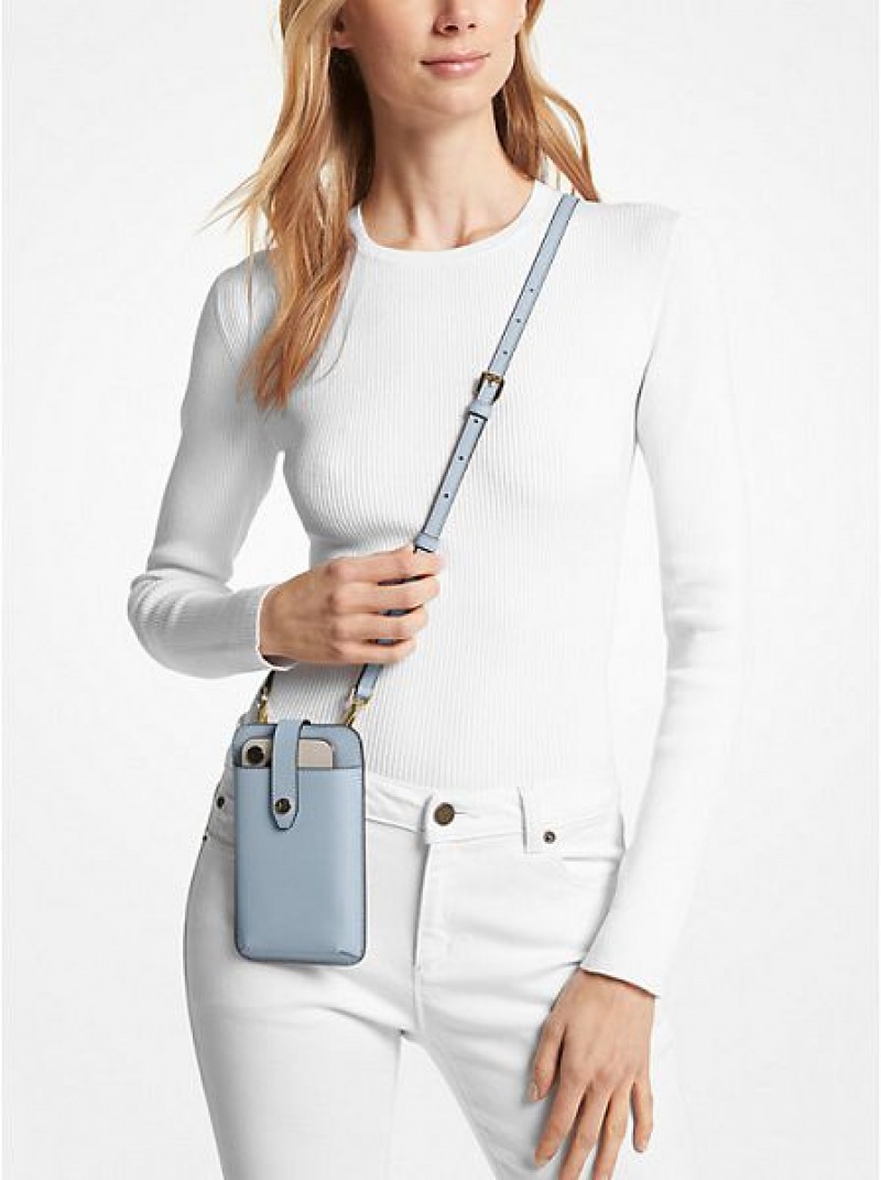 Michael Kors Saffiano Leren Smartphone Crossbodytassen Dames Blauw | 740952-ONM