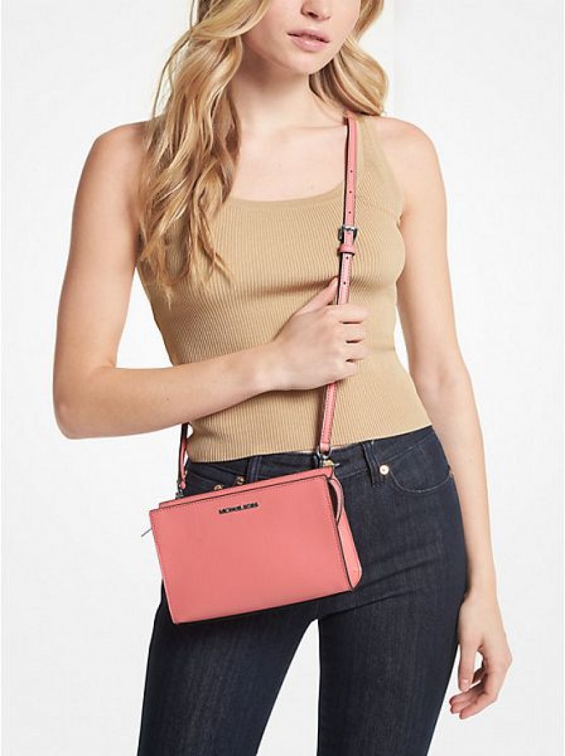 Michael Kors Sheila Small Faux Leren Crossbodytassen Dames Roze | 260978-AMV