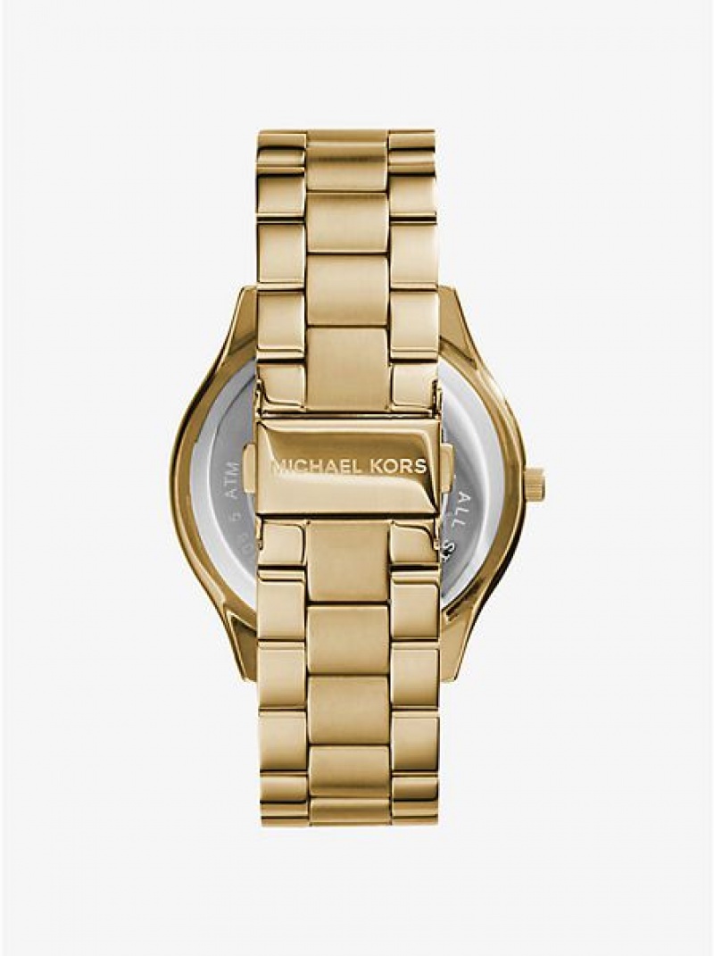 Michael Kors Slim Runway Stainless Steel Horloge Dames Goud | 136829-UYE