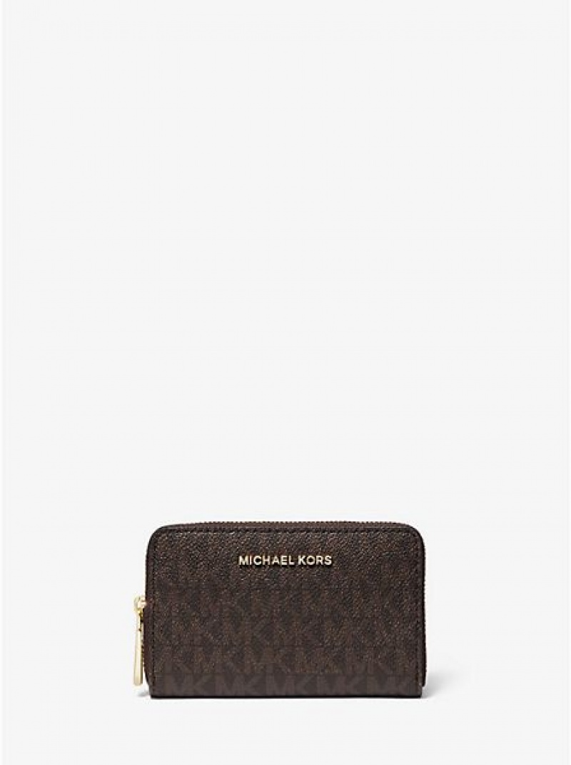 Michael Kors Small Logo And Leren Portefeuille Dames Bruin | 751846-XZK