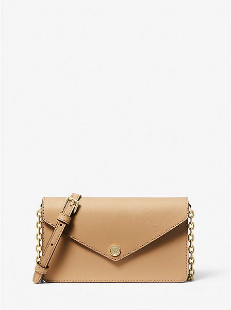 Michael Kors Small Saffiano Leren Envelope Crossbodytassen Dames Bruin | 694073-RBZ