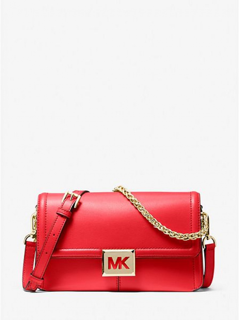 Michael Kors Sonia Medium Leren Schoudertassen Dames Rood | 452398-NOR