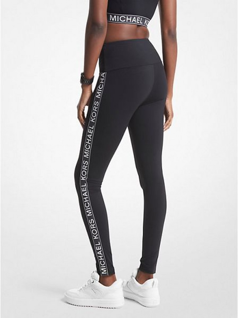 Michael Kors Stretch Nylon Logo Tape Leggings Dames Zwart | 468051-JOY