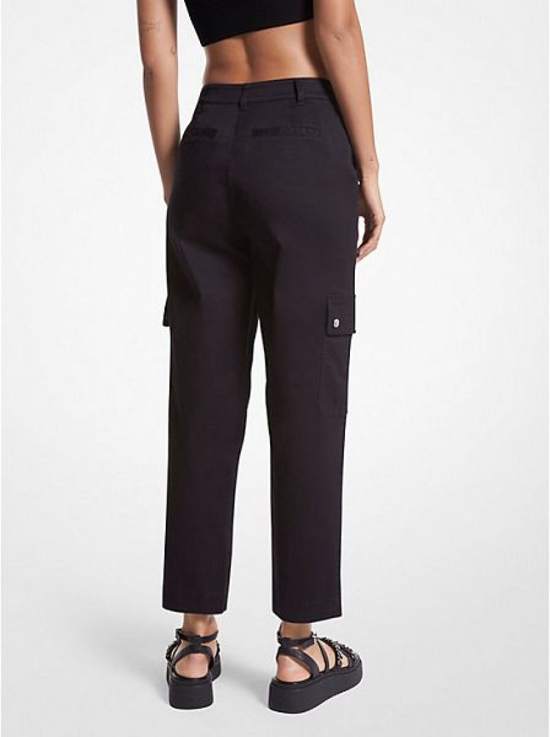 Michael Kors Stretch Organic Katoenen Cargo Broek Dames Zwart | 025137-TLA