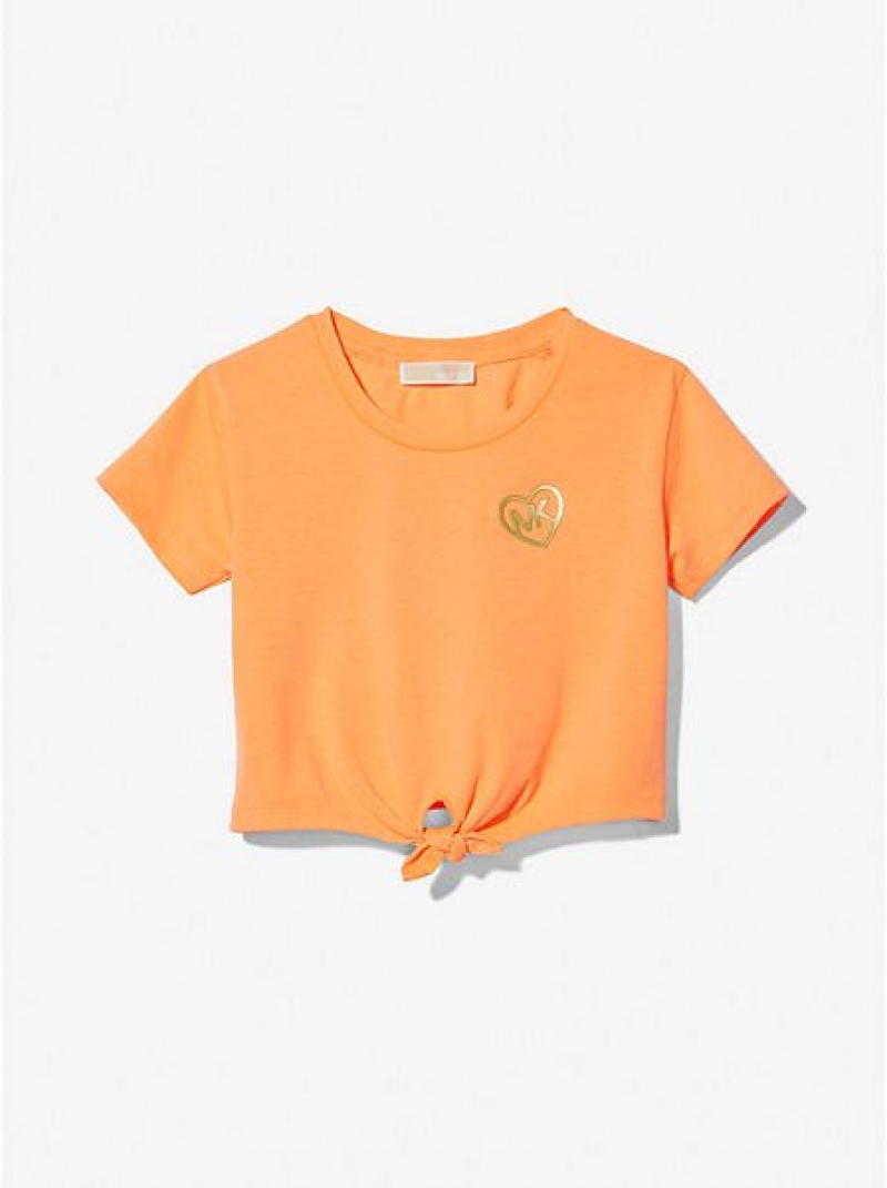 Michael Kors Tie-front Stretch Jersey T-shirts Kinderen Koraal | 698453-XMU