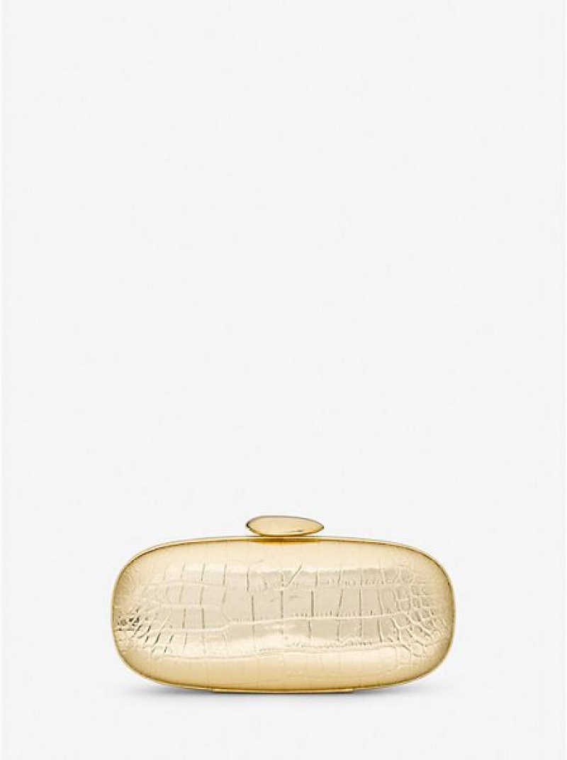 Michael Kors Tina Small Metallic Crocodile Embossed Leren Mini Tassen Dames Goud | 213095-KGE