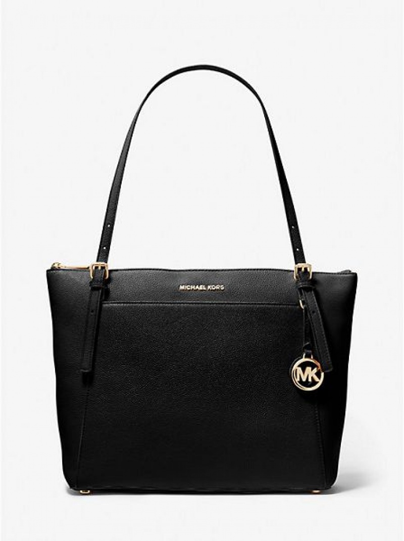 Michael Kors Voyager Large Pebbled Leren Tote Tassen Dames Zwart | 086739-YOJ